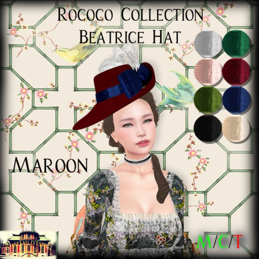 ~CdE~ Rococo Beatrice MAROON Hat