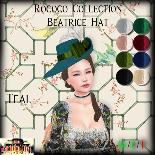 ~CdE~ Rococo Beatrice TEAL Hat