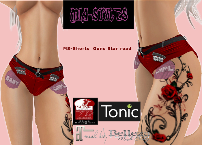 MS-Shorts  Guns Star red