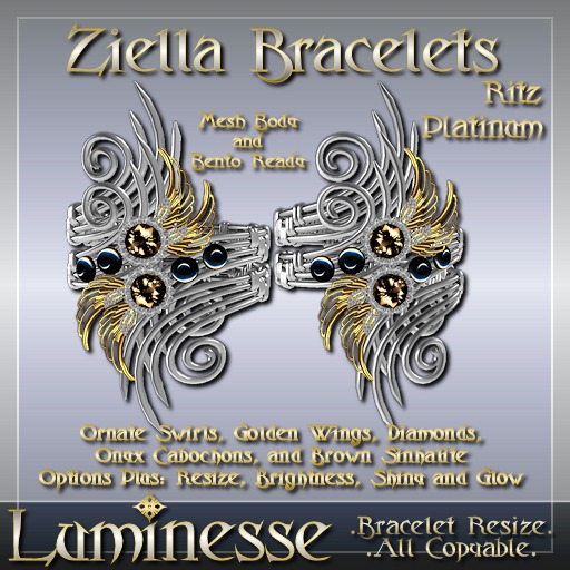 Second Life Marketplace ZIELLA Ritz Bracelets OP Sinhalite Brown