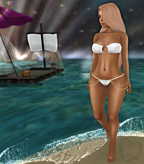 .::Princess Keyz::. Breeze Bikini 3 Piece Set ~ Ivory ~ Maitreya,Slink HG PH,Belleza