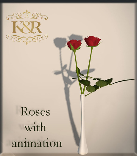 Red Rose in beautiful vase and Animation : smell Rose