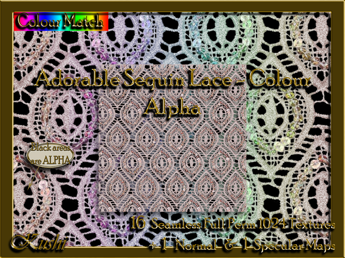 Adorable Sequin Lace Colour Alpha Textures