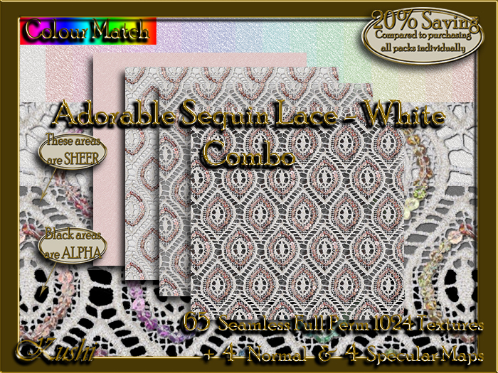 Adorable Sequin Lace White Combo Textures