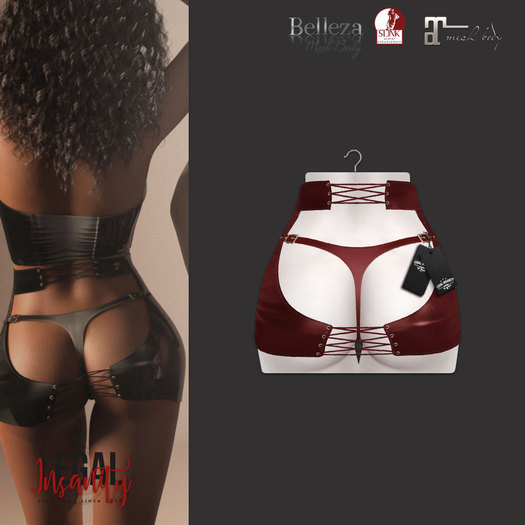Legal Insanity - Malya red leather skirt