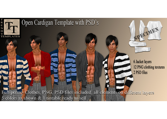 .:Trendy Templates:. Open Cardigan Template with PSD's