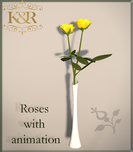 Yelloe Rose in beautiful vase and Animation : smell Rose