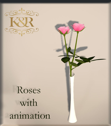 Pink Rose in beautiful vase and Animation : smell Rose