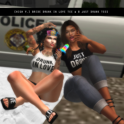 [high v.] bach party: cropped bridal tees drunk & drunk in love