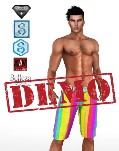 DEMO XK Spring Denim Shorts Rainbow