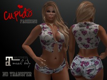 *CF* FLORAL ROSE SHORTS AND SLEEVELESS TOP MAITREYA