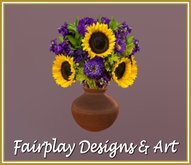 Sunflowers Purple Asters & Stock