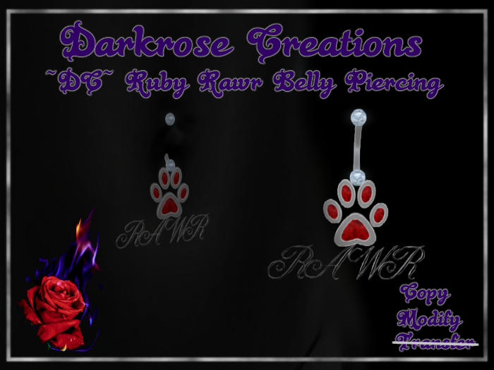 ~DC~ Ruby Rawr Belly Piercing