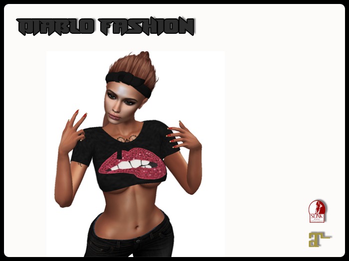 Diablo fashion Crop shirt Glliter mounth 