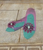 Shoe Box ~ Jewelled Daisy Sandals ~ Fuscia&Aqua
