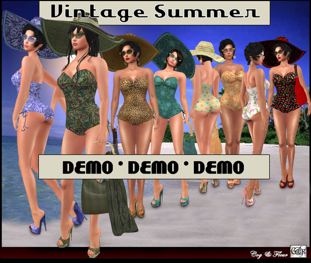 C&F Vintage Summer Swimsuit Outfit Demo - Mesh, Fitmesh & Mesh Body Sizes