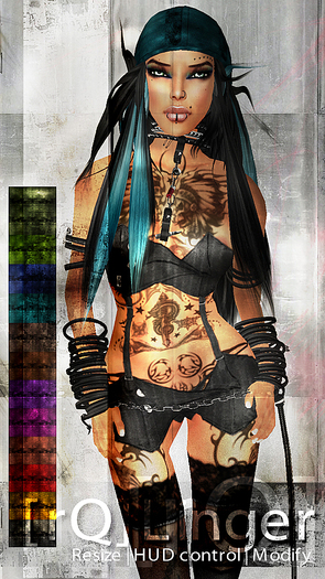 [rQ]~Linger~ONYX/TEAL (Woman's Hair)