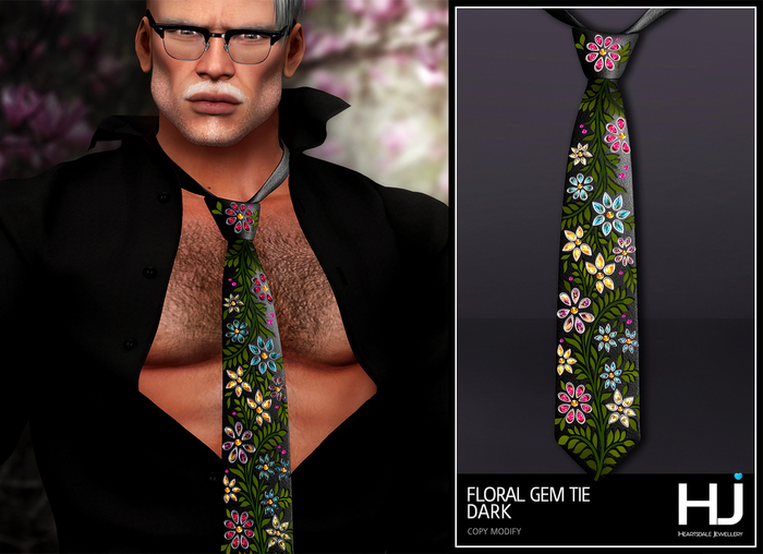 [HJ] Floral Gem Tie - Dark