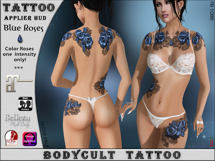 BodyCult Tattoo Blue Roses Ruby FB1096
