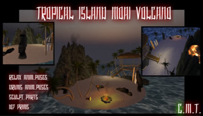 Second Life Marketplace - tropical island moai volcano