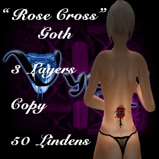 Goth Rose Cross lower back tattoo