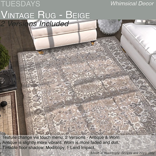 Tuesdays Vintage Rug - Beige (WEAR)