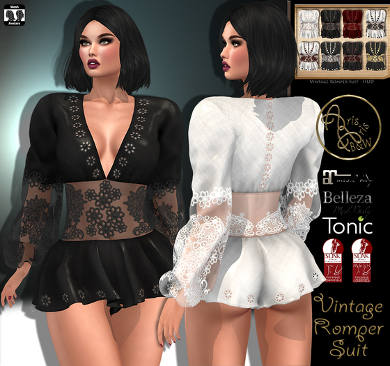 ***ArisArisB&W~Vintage Romper Suit~Hud 8 Tex