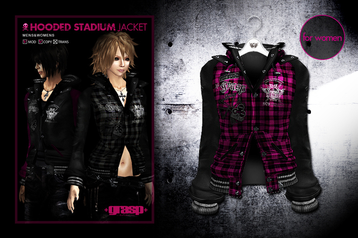 +grasp+/Hooded stadium jacket/Check_Pink/womens