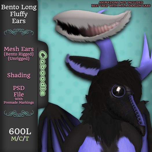 Second Life Marketplace - {C} Bento Long Fluffy Ears FULL PERM