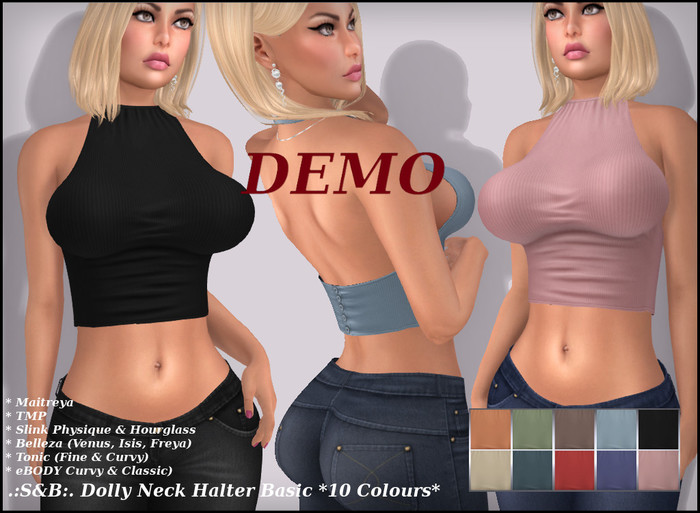 .:S&B:. Dolly Neck Halter Basic *10 Colours* demo