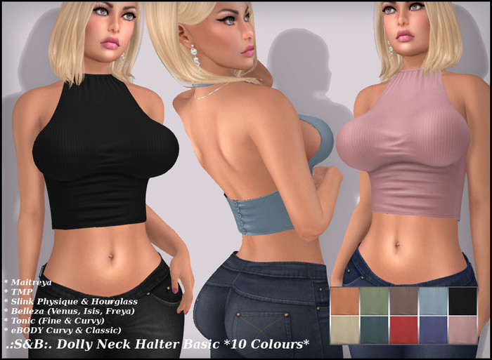 .:S&B:. Dolly Neck Halter Basic *10 Colours*