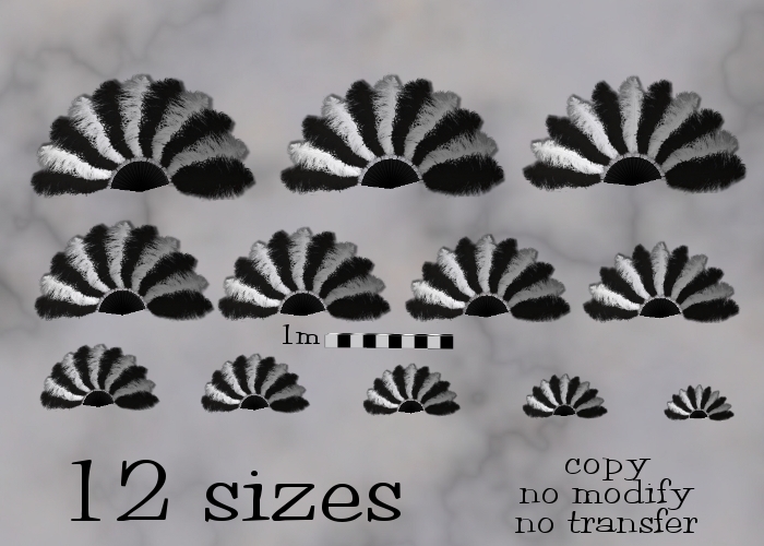 Black and White Animated Resizable Ostrich Feather Fan