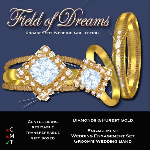 Exquisite Field of Dreams Wedding Ring Set - Gold