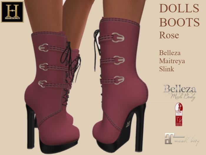 ~HEARTSONGS~ DOLLS BOOTS ROSE