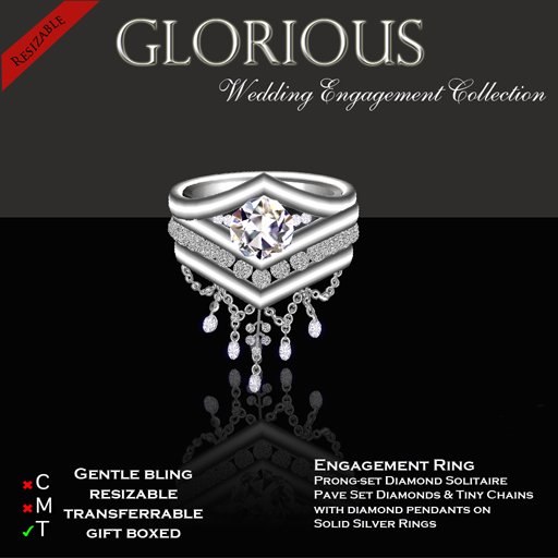 Exquisite Glorious Engagement Ring Silver