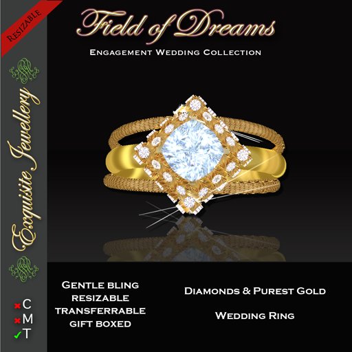 Exquisite Jewellery: Field of Dreams Wedding Engagment Ring Set - Gold