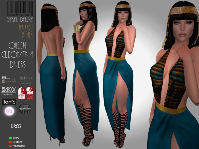 queen cleopatra dress Second Life Marketplace - Egyptian Queen Cleopatra Costume - Hair  included!! - * SPECIAL PRICE Mardi Gras Promo *