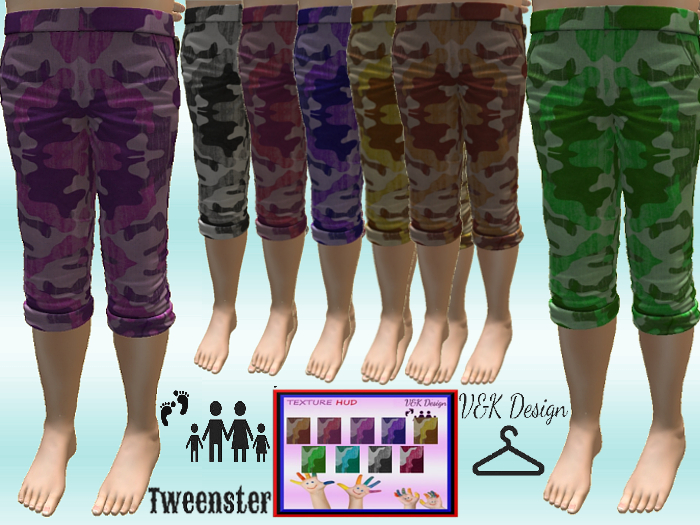 V&K Design Tweenster Colorful Camo Capris