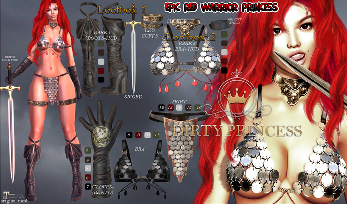 DIRTY PRINCESS- Epic Red Warrior Princess Gloves 3 COMMON