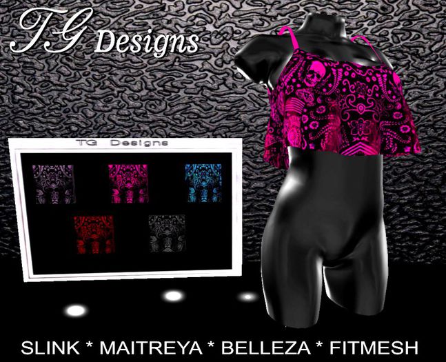 TG SKULL FRILL TOP WITH HUD