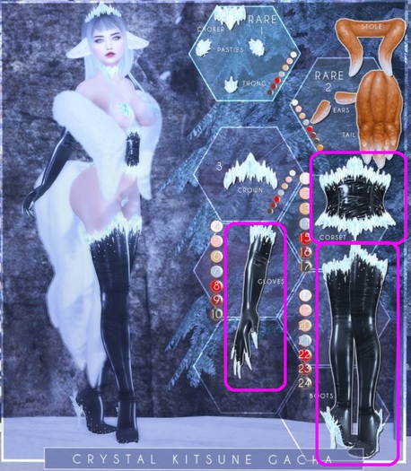 Moon Elixir - Crystal Kitsune - 3pc Commons Set - Lara - Cream