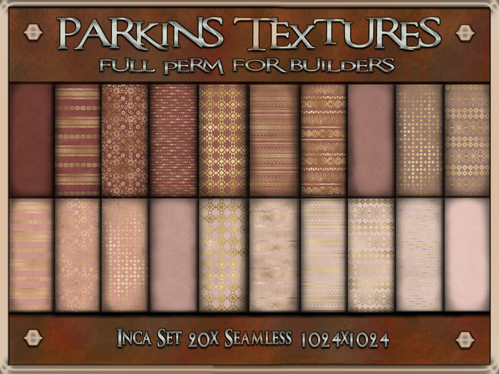 Parkins Textures - Inca Set - 20x Full Perm Seamless 1024x1024 - Fabric, Material, Texture, Cloth, Dress