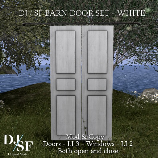 DJ / SF Barn Door Set - White - Boxed
