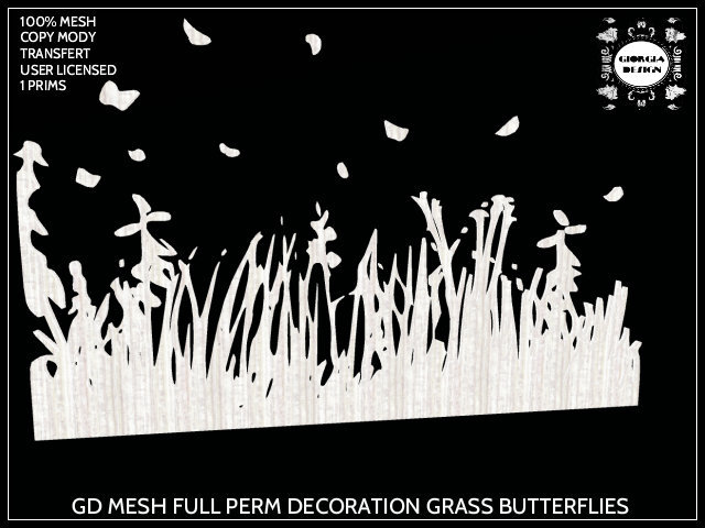 GD MESH FULL PERM DECORATION GRASS BUTTERFLIES