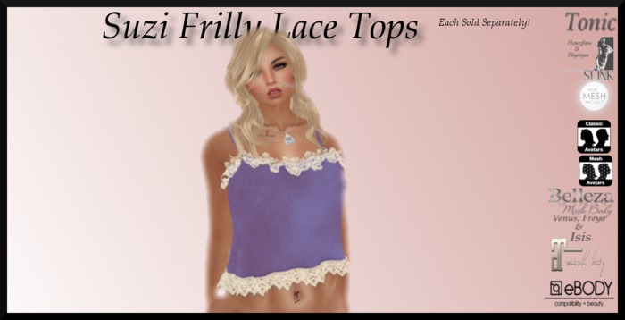 *Shae's Suzi Frilly Tops Purple Suede