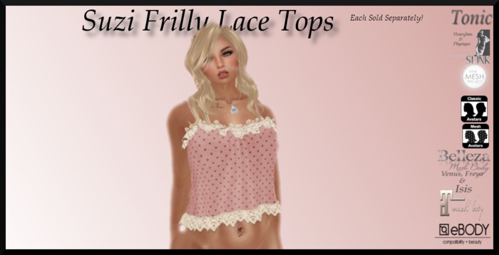 *Shae's Suzi Frilly Tops Pink Dots