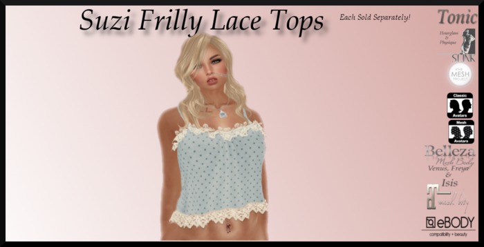 *Shae's Suzi Frilly Tops Blue Dots