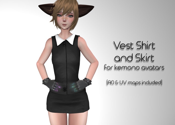 Kemono Vest Shirt and Skirt