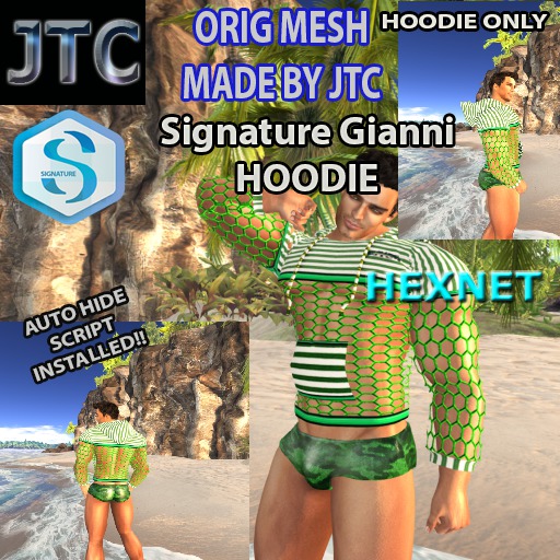 JTC SIG GIANNI HOODIE HEXNET TERRY CLOTH GREEN M002-3[BOX]