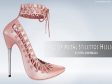 iS Lace Up Metal Stilettos Heels BLUSH